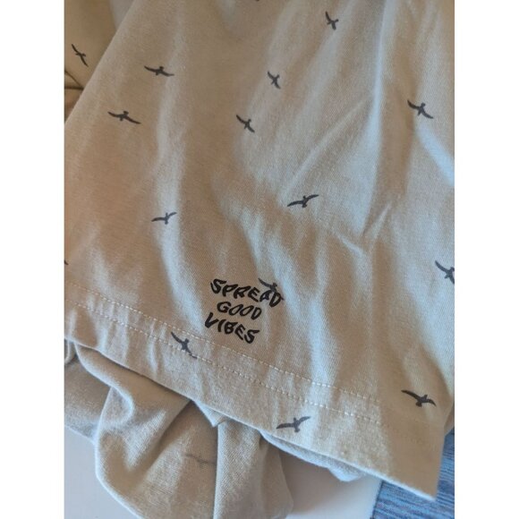 Denim & Flower Beige T-Shirt With Bird Print & "Spread Good Vibes" Text Medium - Picture 6 of 6